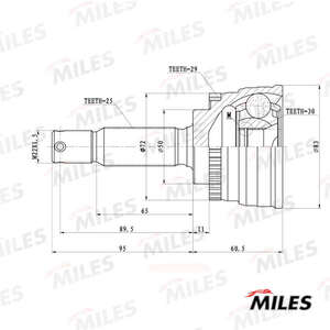 Граната наружняя HYUNDAI [25-30-50] ELANTRA XD 00--, MATRIX 01-- ABS