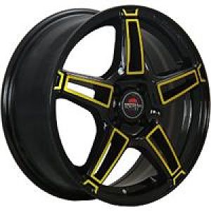Диск колёсный литой "MODEL-35 7x17, 5x105, ET42, D56.6, черный+желтый (BK+Y)"