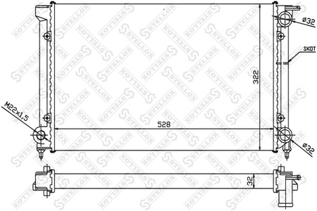 Радиатор основной VW GOLF2, JETTA 1.8 [525-320-34]