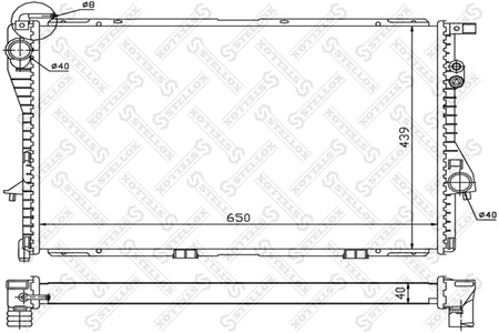 Радиатор основной BMW E38, E39 M52, M60 --98 [650-438-42] с датчиком (на хомутах)