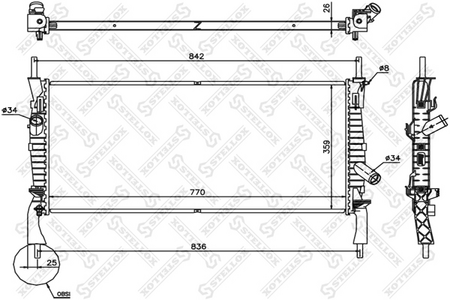 Радиатор основной FORD TRANSIT 06-- P8FA, P8FB, JXFA, JXFC 2.2-2.4TDCI [770-359-26]