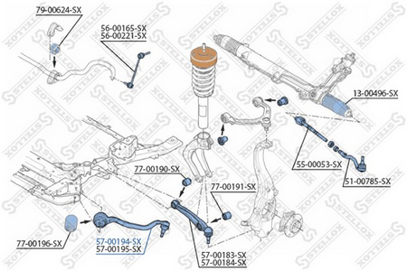 Рычаг передний BMW E70 X5 07--, E71 X6  нижний передний (кривой) L