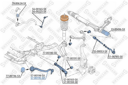 Рычаг передний BMW E70 X5 07--, E71 X6  нижний передний (кривой) R