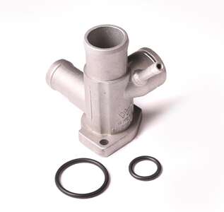 Фланец (тройник) охлаждающей жидкости VW PASSAT 1.6-2.0 (1 датчик + отвод + гребенка) АЛЮМИНЕВЫЙ