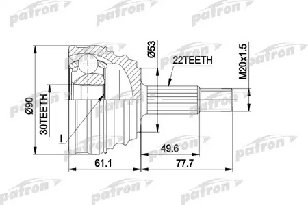 Граната наружняя VW PASSAT 1.8-2.0 88-96, GOLF 1.8 [22-30-53-90]