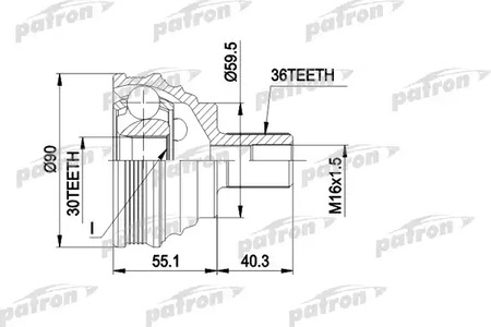 Граната наружняя VW GOLF5, PASSAT B6, TOURAN, SKODA OCTAVIA 1.6-2.0 1.9D, 2.0TDI [36-30-59,5]